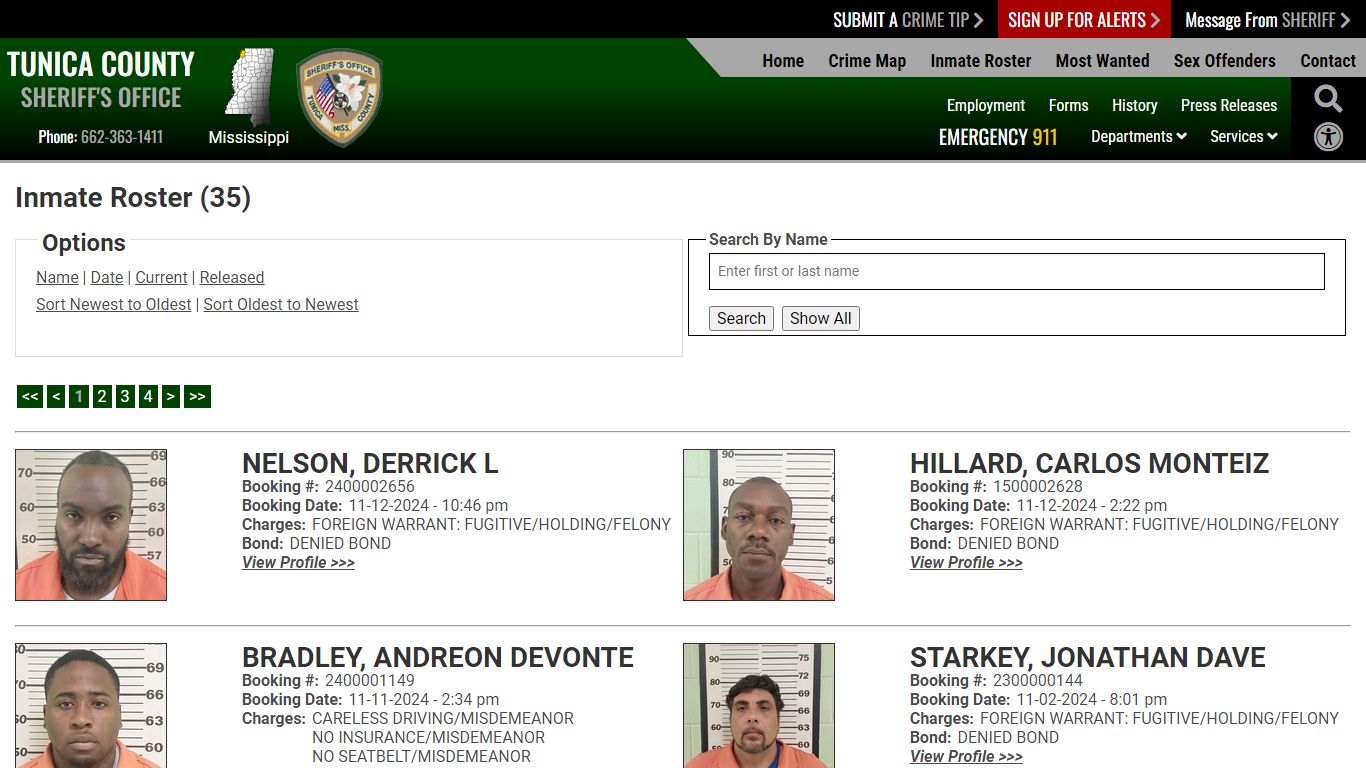 Inmate Roster - Current Inmates Booking Date Descending - Tunica County ...