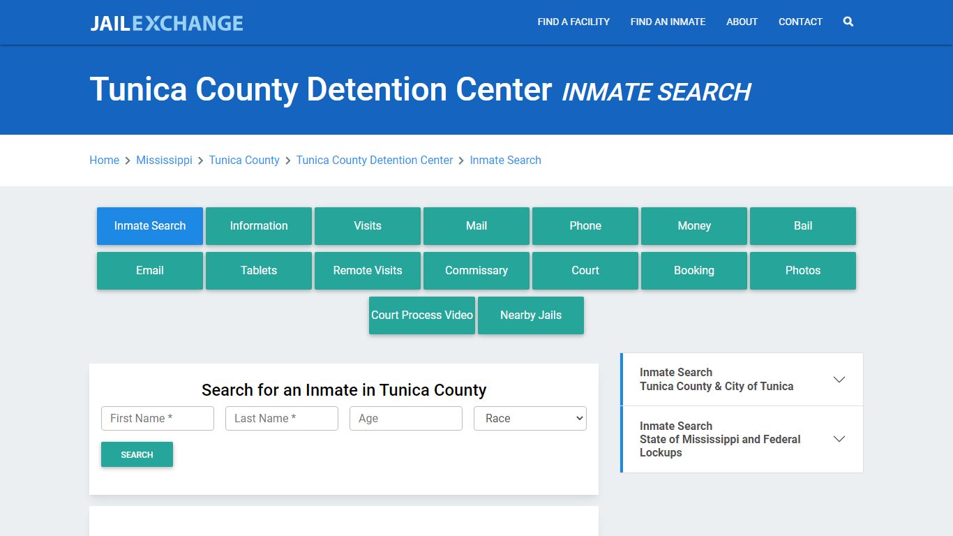 Tunica County Detention Center Inmate Search - Jail Exchange